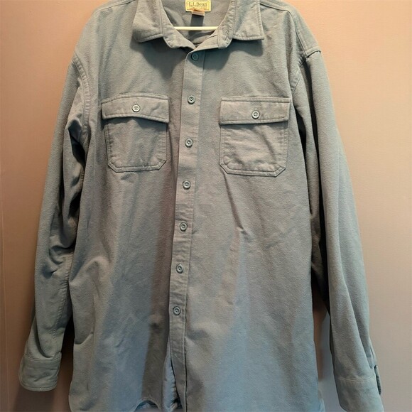 L.L. Bean Other - L.L.Bean Chamois Cloth Shirt Mens 2XLT Blue Solid Flannel Fisherman Coastal
